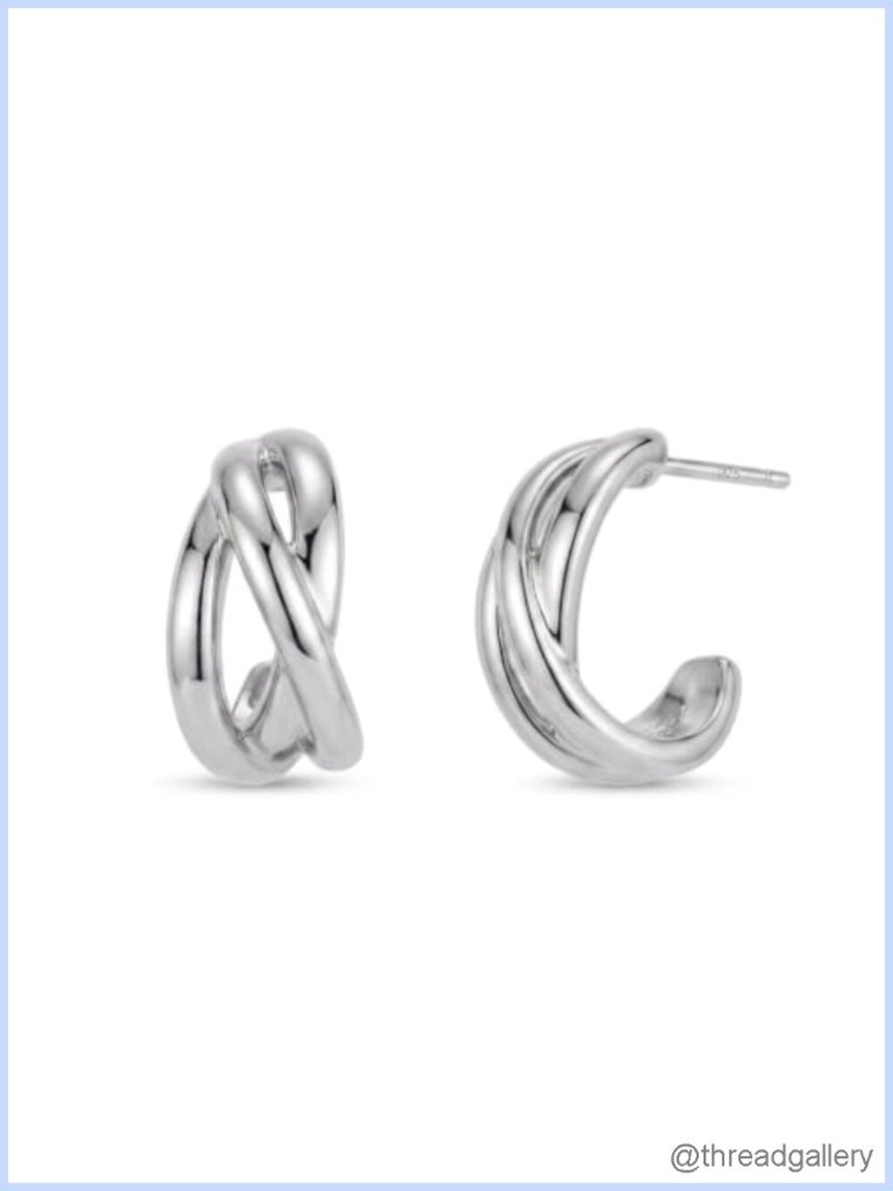 925 Sterling Silver 14K Gold Plated Twisted Hoop Stud Earrings Women